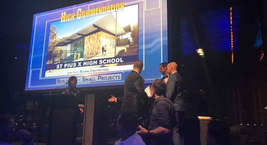 Reitsma received the ‘High commendation Award’ at the NSW & ACT Steel Excellence Awards for our project – St Pius X High School, Adamstown NSW