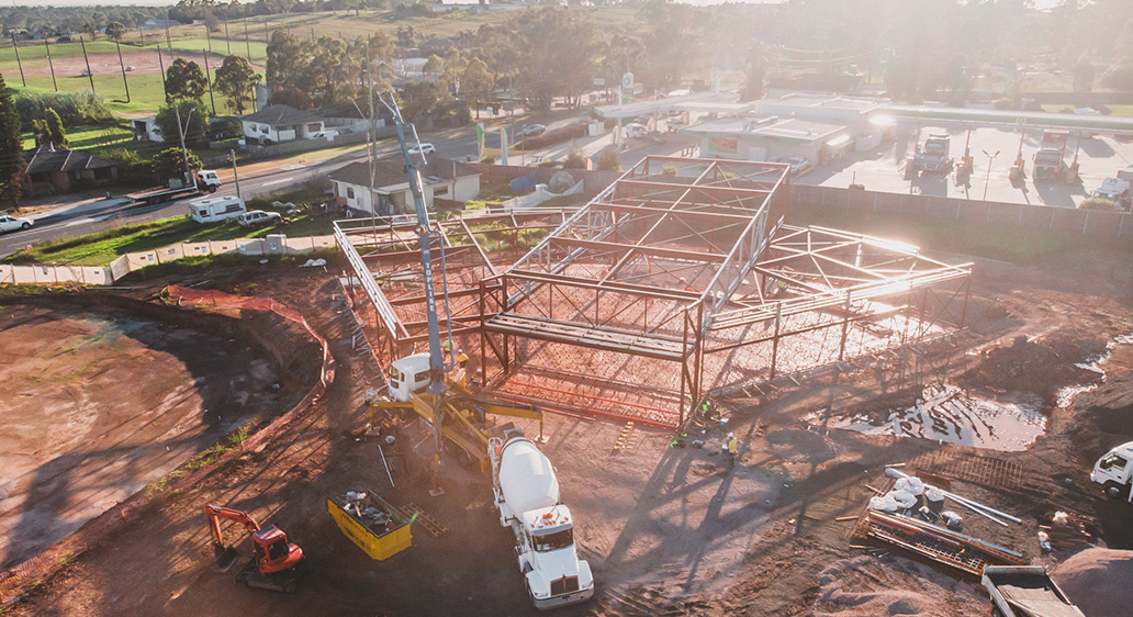 Concrete pour at Bethel Mar Thoma Church, Horsley Park NSW